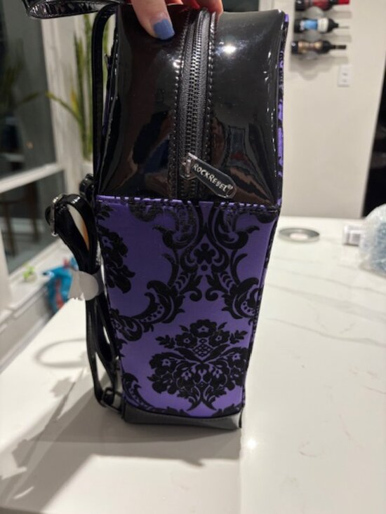 NWT Rock Rebel Damask Coffin Backpack Purple Gothic Print Bag
